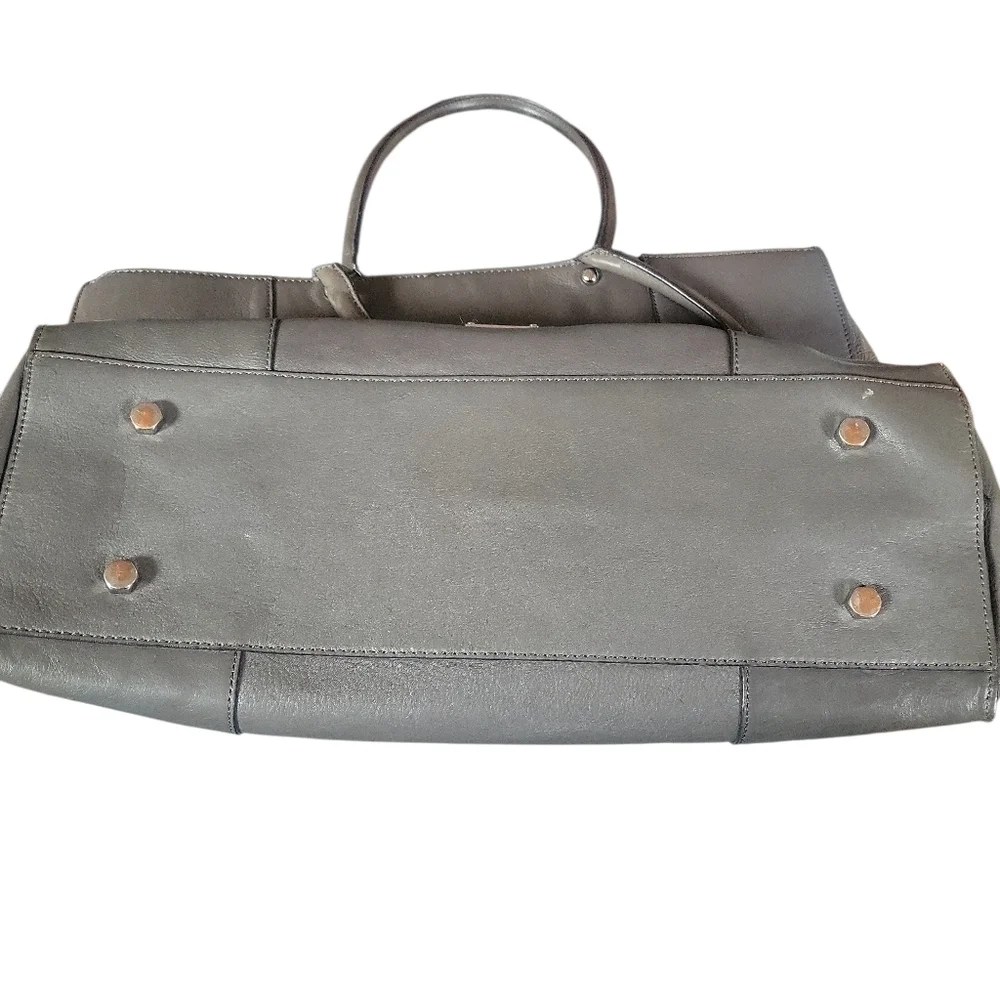 Rebecca Minkoff Large Saffiano Leather Silvertone Hardware Forest Green Tote Bag - Picture 8 of 10